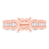 0.35ct 14k Rose Gold Diamond Semi-mount Ring for 1.00ct Center Size 6.5