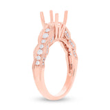 0.35ct 14k Rose Gold Diamond Semi-mount Ring for 1.00ct Center Size 6.5