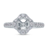 0.67ct 18k White Gold Diamond Semi-mount Ring for 1.00ct Center