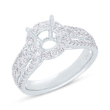 0.90ct 18k White Gold Diamond Semi-mount Ring for 1.00ct Center
