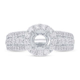 0.90ct 18k White Gold Diamond Semi-mount Ring for 1.00ct Center