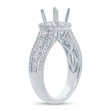 0.90ct 18k White Gold Diamond Semi-mount Ring for 1.00ct Center