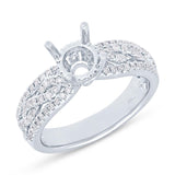 0.45ct 18k White Gold Diamond Semi-mount Ring for 1.00ct Center