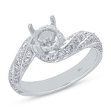 0.75ct 18k White Gold Diamond Semi-mount Ring for 1.00ct Center
