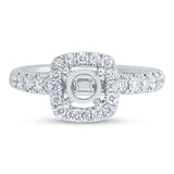 0.50ct 14k White Gold Diamond Semi-mount Ring for 0.75ct Center