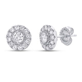 0.55ct Round Brilliant Center and 0.80ct Side 14k White Gold Diamond Stud Earring