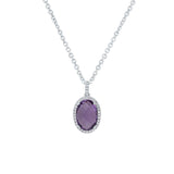 0.11ct Diamond & 1.92ct Amethyst 14k White Gold Pendant