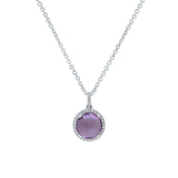 0.10ct Diamond & 1.83ct Amethyst 14k White Gold Pendant
