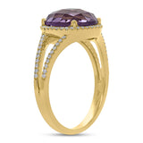 0.20ct Diamond & 3.51ct Amethyst 14k Yellow Gold Ring