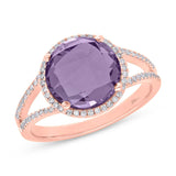 0.20ct Diamond & 3.51ct Amethyst 14k Rose Gold Ring