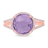 0.20ct Diamond & 3.51ct Amethyst 14k Rose Gold Ring