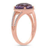 0.20ct Diamond & 3.51ct Amethyst 14k Rose Gold Ring