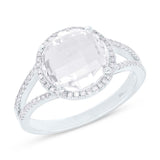 0.20ct Diamond & 4.49ct White Topaz 14k White Gold Ring