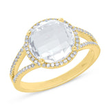 0.20ct Diamond & 4.49ct White Topaz 14k Yellow Gold Ring