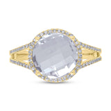 0.20ct Diamond & 4.49ct White Topaz 14k Yellow Gold Ring