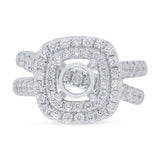 1.40ct 14k White Gold Diamond Semi-mount Ring for 1.50ct Center
