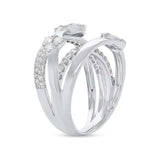 1.48ct 18k White Gold Diamond Cluster Bridge Ring