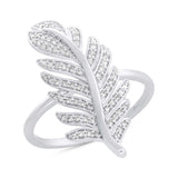 0.27ct 14k White Gold Diamond Feather Ring Size 8