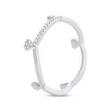 0.13ct 14k White Gold Diamond Heart Crown Ring Size 8