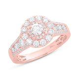 0.20ct Round Brilliant Center and 1.02ct Side 14k Rose Gold Diamond Engagement Ring