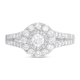 0.20ct Round Brilliant Center and 0.82ct Side 14k White Gold Diamond Engagement Ring