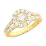 0.20ct Round Brilliant Center and 0.82ct Side 14k Yellow Gold Diamond Engagement Ring