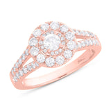 0.20ct Round Brilliant Center and 0.82ct Side 14k Rose Gold Diamond Engagement Ring
