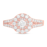 0.20ct Round Brilliant Center and 0.82ct Side 14k Rose Gold Diamond Engagement Ring