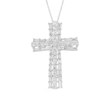 1.28ct 14k White Gold Diamond Baguette Cross Necklace