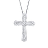 1.37ct 18k White Gold Diamond Baguette Cross Necklace