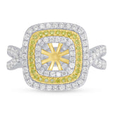 1.10ct 14k Two-Tone Gold White & Yellow Diamond Semi-mount Ring for 5.5x5.5mm Center