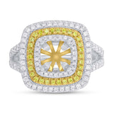 0.77ct 14k Two-Tone Gold White & Yellow Diamond Semi-mount Ring for 7x7mm Center