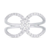 0.40ct Round Brilliant Center and 0.32ct Side 14k White Gold Diamond Lady's Ring