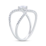 0.40ct Round Brilliant Center and 0.32ct Side 14k White Gold Diamond Lady's Ring