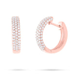 1.44ct 14k Rose Gold Diamond Pave Hoop Earring