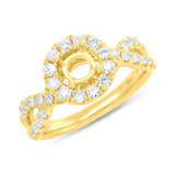 0.75ct 14k Yellow Gold Diamond Semi-mount Ring for 0.60ct Center