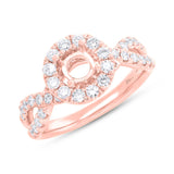 0.75ct 14k Rose Gold Diamond Semi-mount Ring for 0.60ct Center