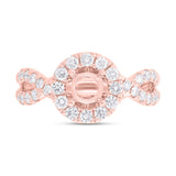0.75ct 14k Rose Gold Diamond Semi-mount Ring for 0.60ct Center