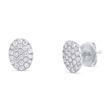 0.48ct 14k White Gold Diamond Pave Oval Earring