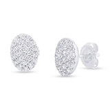 0.76ct 14k White Gold Diamond Pave Oval Earring
