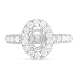 0.84ct 14k White Gold Diamond Semi-mount Ring for 7.5x5.5mm Oval Center