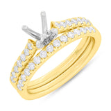 0.58ct 14k Yellow Gold Diamond Semi-mount Ring 2-pc for 0.75ct Center