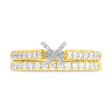 0.58ct 14k Yellow Gold Diamond Semi-mount Ring 2-pc for 0.75ct Center