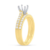 0.58ct 14k Yellow Gold Diamond Semi-mount Ring 2-pc for 0.75ct Center