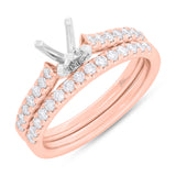 0.58ct 14k Rose Gold Diamond Semi-mount Ring 2-pc for 0.75ct Center