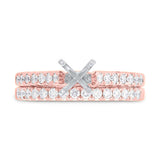 0.58ct 14k Rose Gold Diamond Semi-mount Ring 2-pc for 0.75ct Center