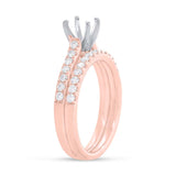 0.58ct 14k Rose Gold Diamond Semi-mount Ring 2-pc for 0.75ct Center