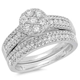 1.13ct 14k White Gold Diamond Wedding Set Cluster Size 6.5