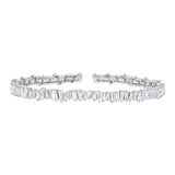 2.67ct 14k White Gold Diamond Baguette Bangle Size XS