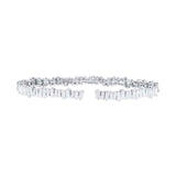 2.67ct 14k White Gold Diamond Baguette Bangle Size XS
